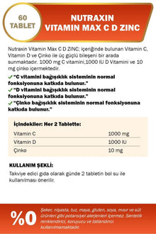 Nutraxin Vitamin Max C-D-Zınc 60 Tablet